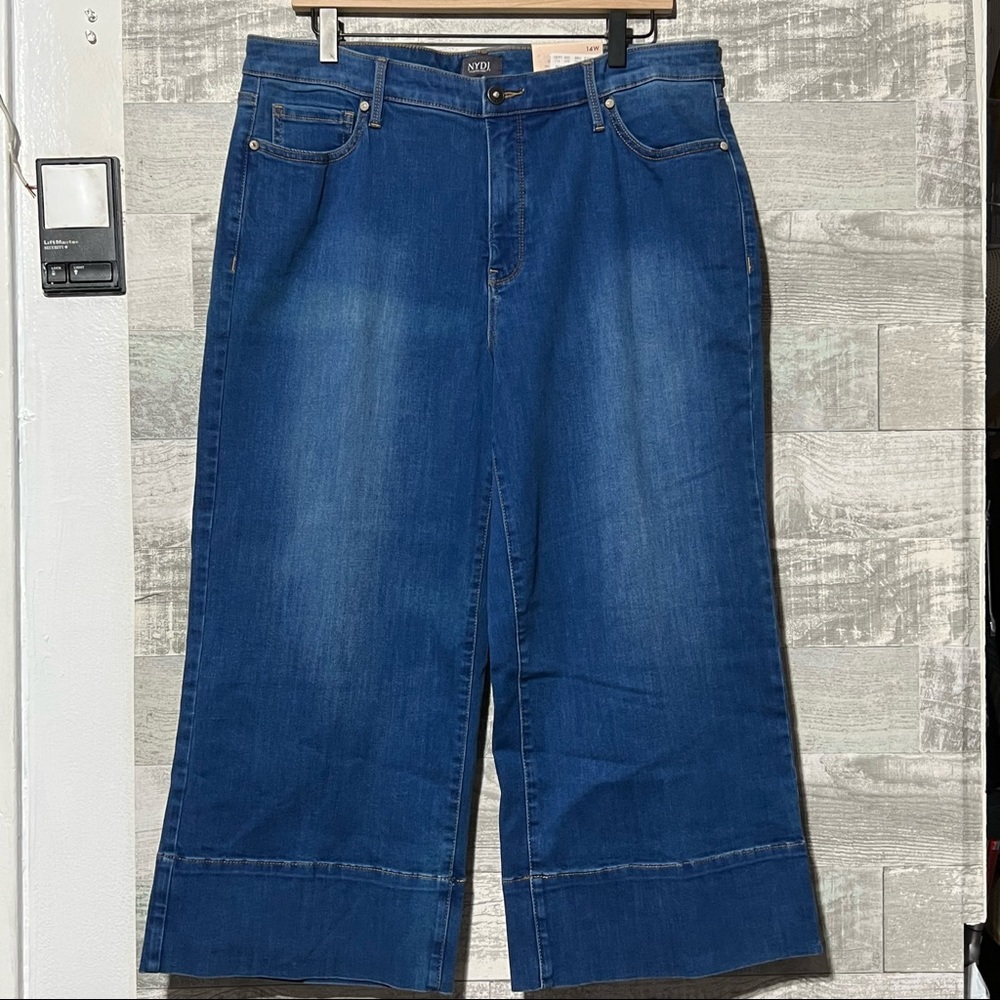 NYDJ Cropped Capri Wide Leg 4in Hem Jeans Womens Plus 14W NWT